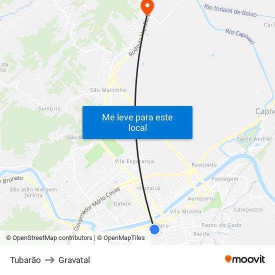 Tubarão to Gravatal map