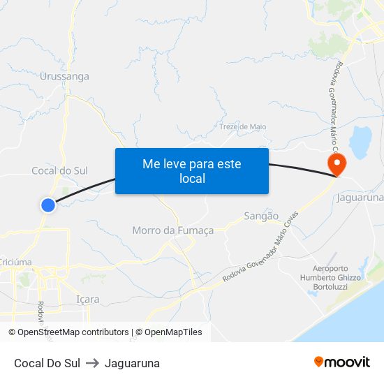 Cocal Do Sul to Jaguaruna map