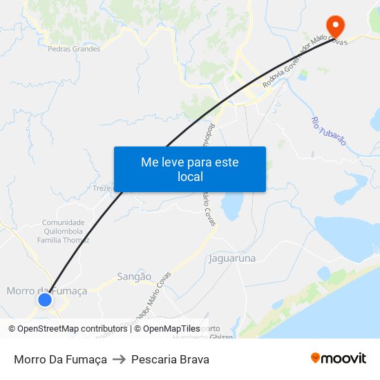 Morro Da Fumaça to Pescaria Brava map