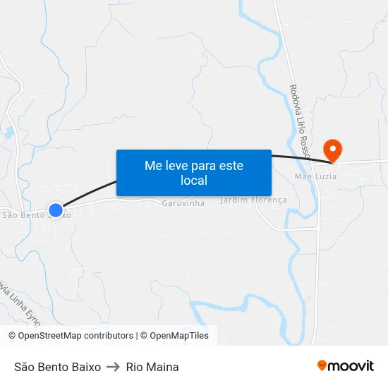 São Bento Baixo to Rio Maina map