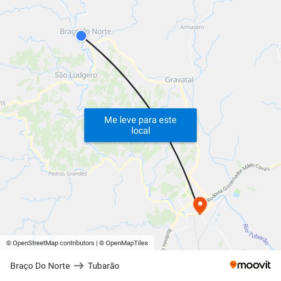 Braço Do Norte to Tubarão map