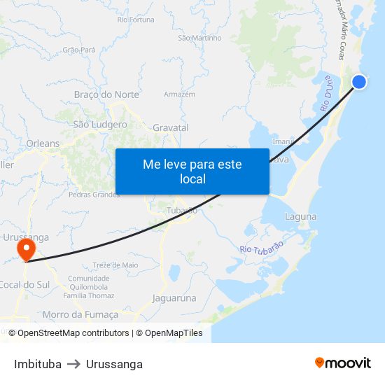 Imbituba to Urussanga map