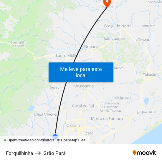 Forquilhinha to Grão Pará map