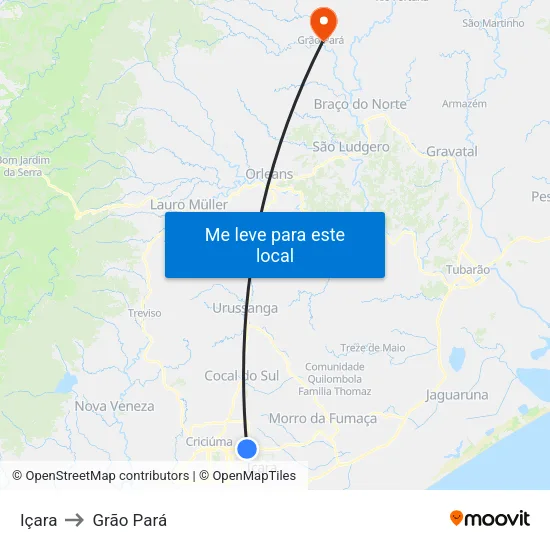 Içara to Grão Pará map