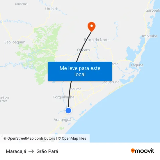 Maracajá to Grão Pará map