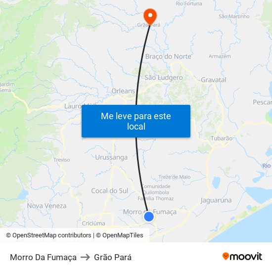 Morro Da Fumaça to Grão Pará map