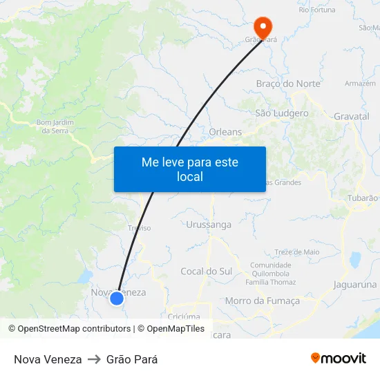 Nova Veneza to Grão Pará map