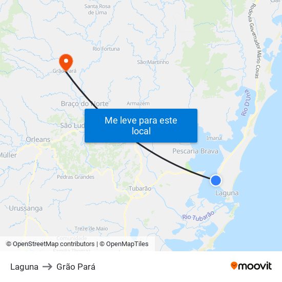 Laguna to Grão Pará map