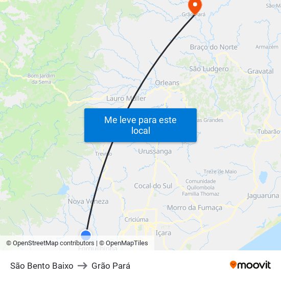 São Bento Baixo to Grão Pará map