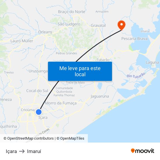 Içara to Imaruí map