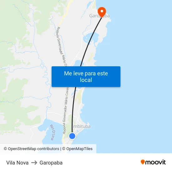 Vila Nova to Garopaba map