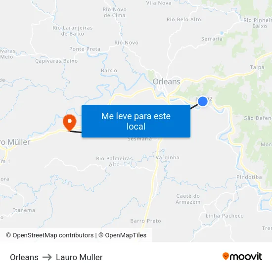 Orleans to Lauro Muller map
