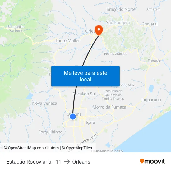 Estação Rodoviaria - 11 to Orleans map