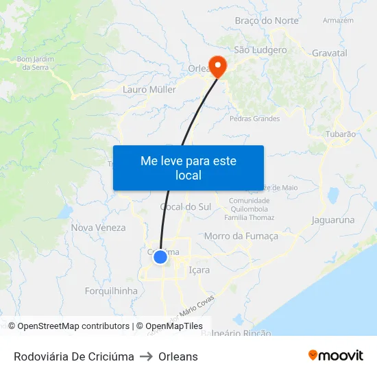 Rodoviária De Criciúma to Orleans map