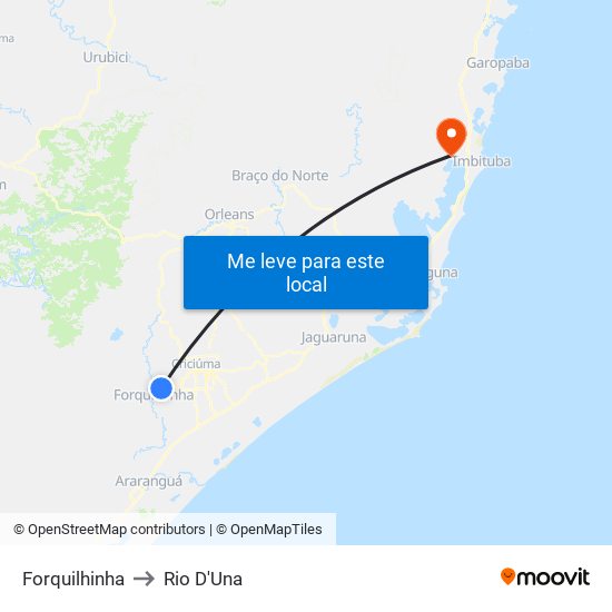 Forquilhinha to Rio D'Una map