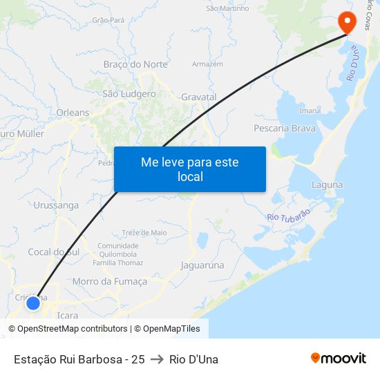 Estação Rui Barbosa - 25 to Rio D'Una map
