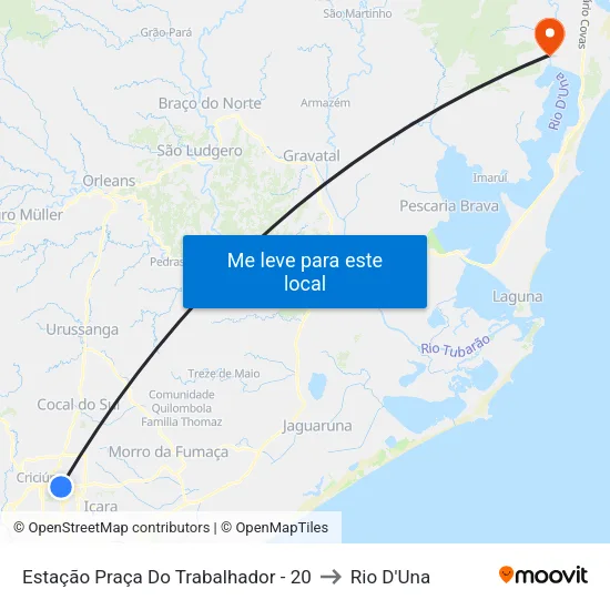 Estação Praça Do Trabalhador - 20 to Rio D'Una map