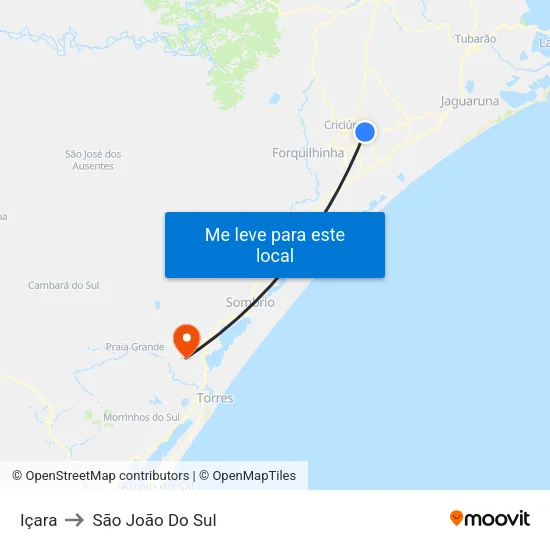 Içara to São João Do Sul map