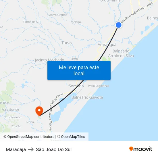 Maracajá to São João Do Sul map