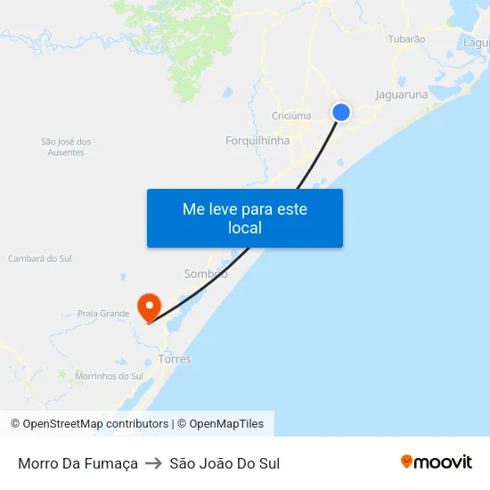 Morro Da Fumaça to São João Do Sul map