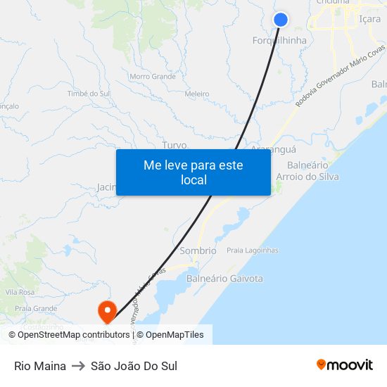 Rio Maina to São João Do Sul map