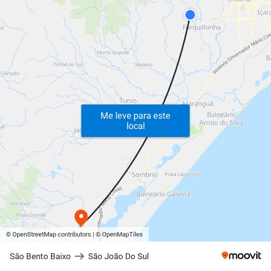 São Bento Baixo to São João Do Sul map