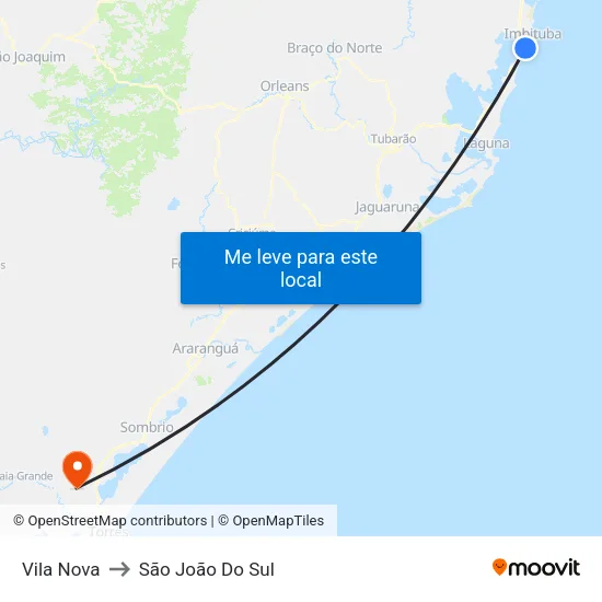 Vila Nova to São João Do Sul map