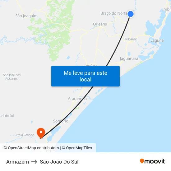 Armazém to São João Do Sul map