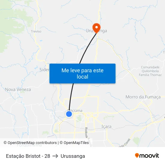 Estação Bristot - 28 to Urussanga map