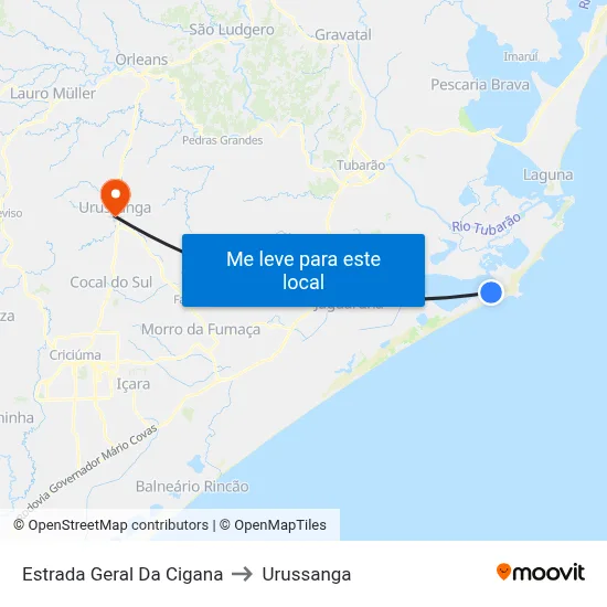 Estrada Geral Da Cigana to Urussanga map