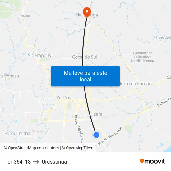 Icr-364, 18 to Urussanga map