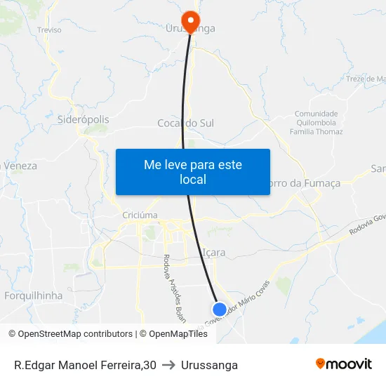 R.Edgar Manoel Ferreira,30 to Urussanga map