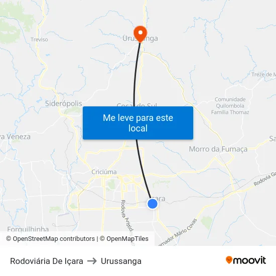 Rodoviária De Içara to Urussanga map