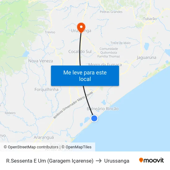 R.Sessenta E Um (Garagem Içarense) to Urussanga map
