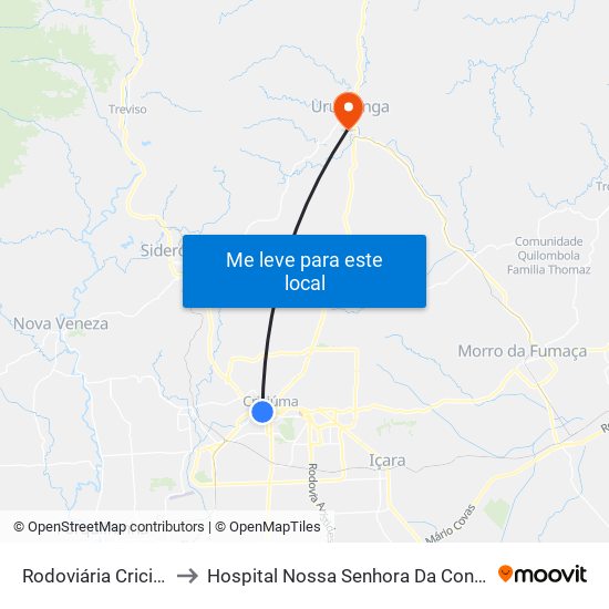 Rodoviária Criciúma to Hospital Nossa Senhora Da Conceição map