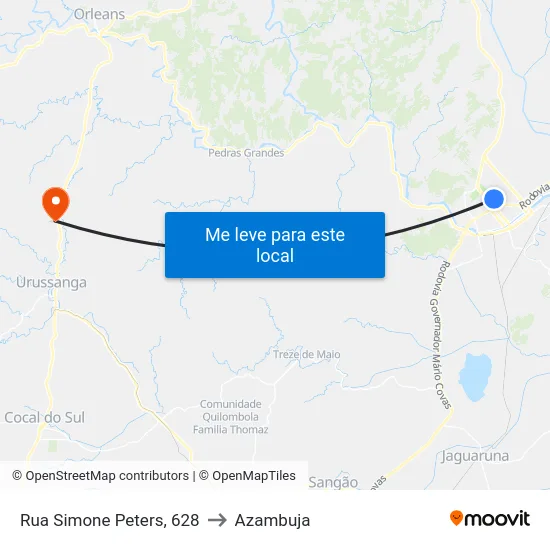 Rua Simone Peters, 628 to Azambuja map