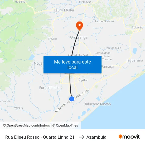 Rua Eliseu Rosso - Quarta Linha 211 to Azambuja map