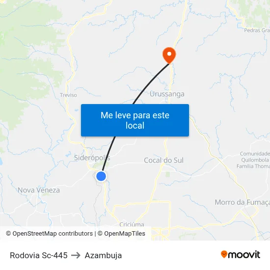 Rodovia Sc-445 to Azambuja map