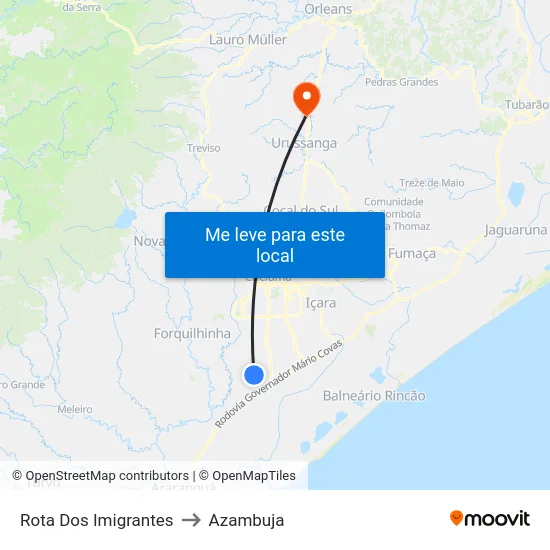 Rota Dos Imigrantes to Azambuja map