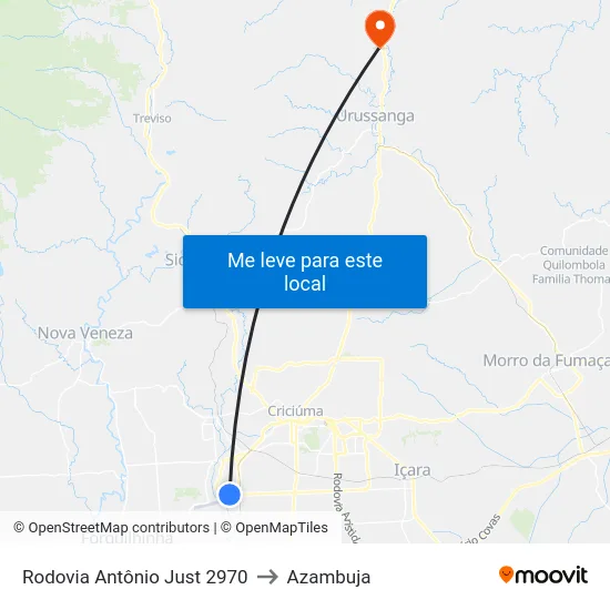 Rodovia Antônio Just 2970 to Azambuja map