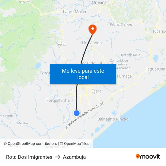Rota Dos Imigrantes to Azambuja map