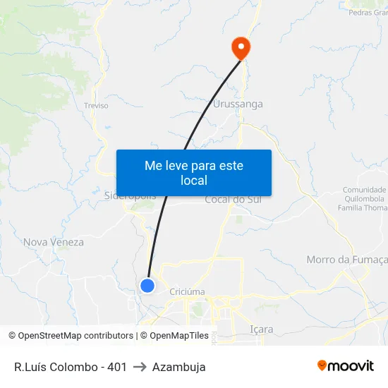 R.Luís Colombo - 401 to Azambuja map