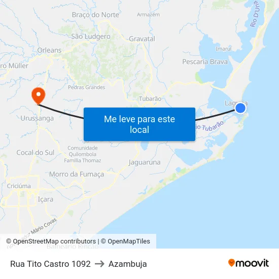 Rua Tito Castro 1092 to Azambuja map