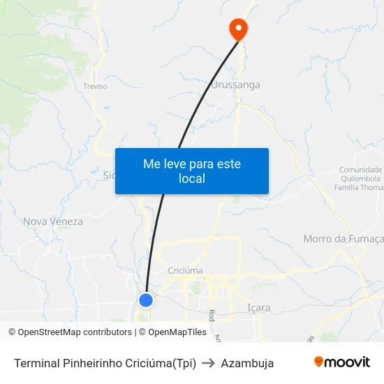 Terminal Pinheirinho Criciúma(Tpi) to Azambuja map