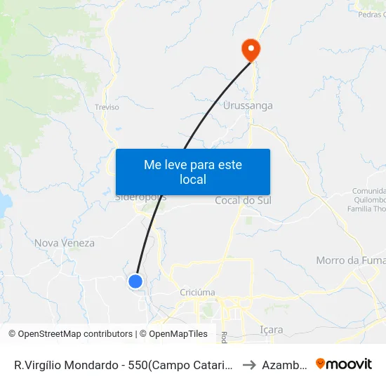 R.Virgílio Mondardo - 550(Campo Catarinense) to Azambuja map