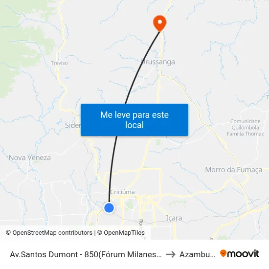 Av.Santos Dumont - 850(Fórum Milanese) to Azambuja map