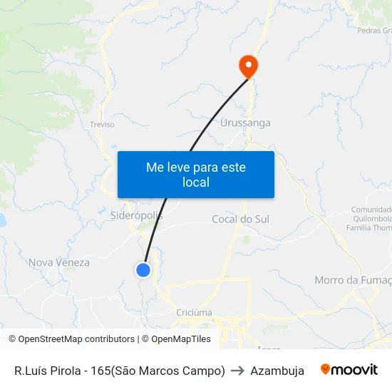 R.Luís Pirola - 165(São Marcos Campo) to Azambuja map