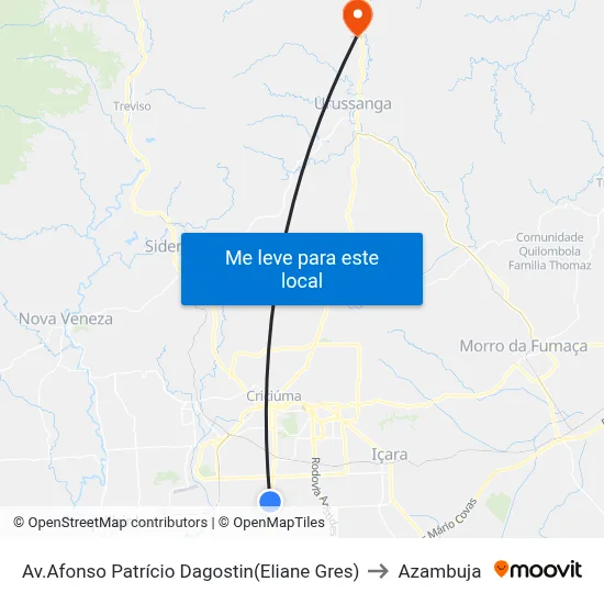 Av.Afonso Patrício Dagostin(Eliane Gres) to Azambuja map