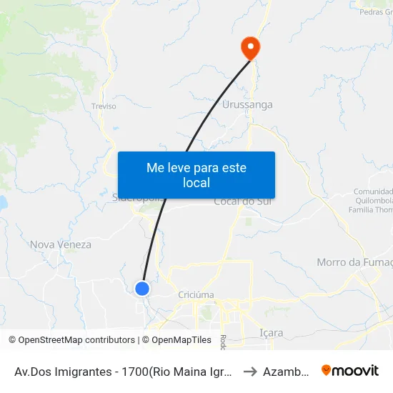 Av.Dos Imigrantes - 1700(Rio Maina Igreja) to Azambuja map