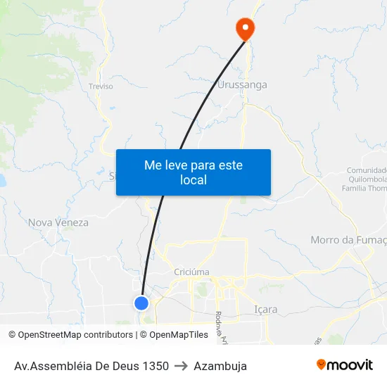 Av.Assembléia De Deus 1350 to Azambuja map